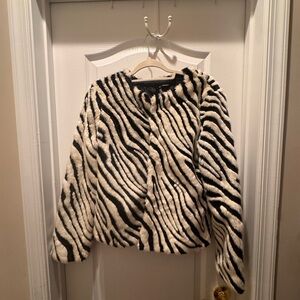 H&M Zebra Print Pea Coat - Black and White